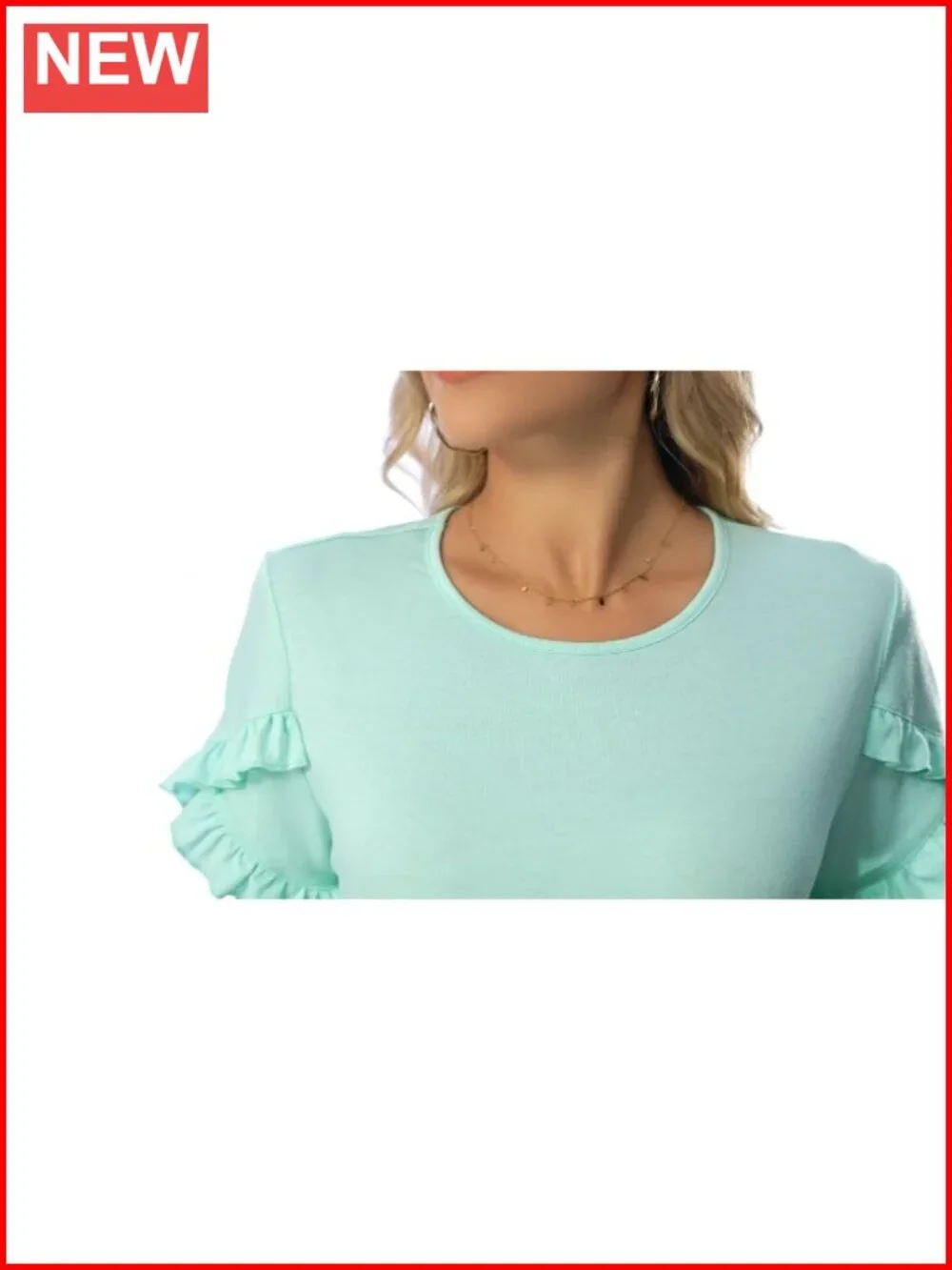 Women's Ruffle Sleeve Crewneck Short Sleeve T-Shirt Polyester Blend Casual Work